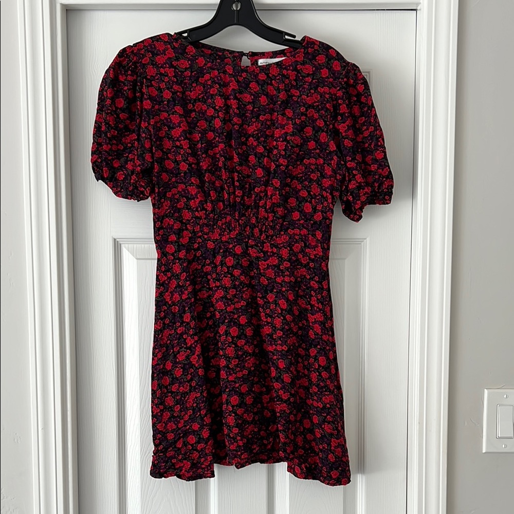 Faithfull the Brand Red and Black Floral Dress